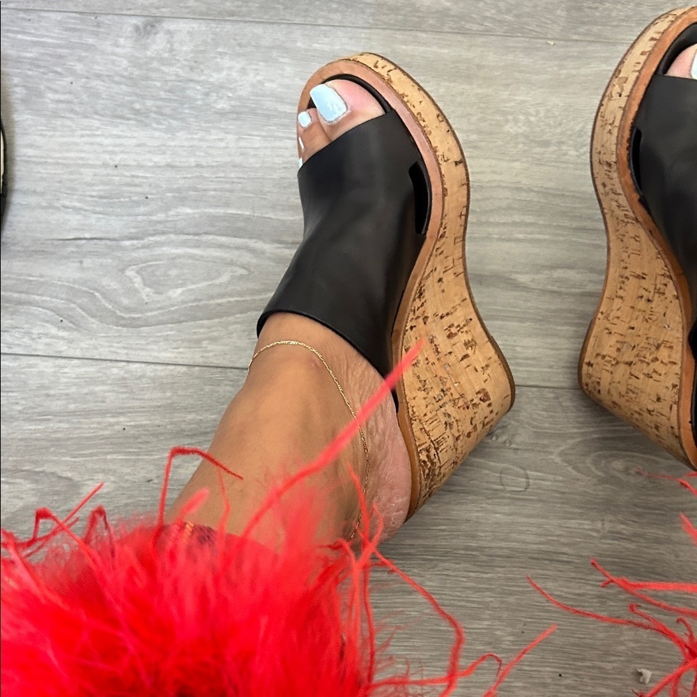 Veronique Branquinho Black Leather Cork Mules - Picture 3 of 8